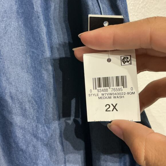 Bar III Blue Medium Wash Chambray High Rise Pull On Pants Sz 2X NWT - Picture 6 of 10